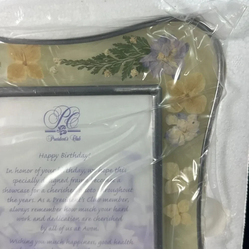 Avon 2002 Presidents Club Birthday Gift Picture Frame Glass Floral New Boxed